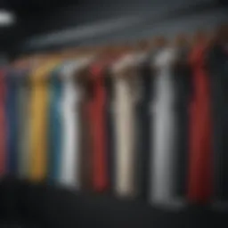 Diverse styles of muscle shirts displayed on hangers