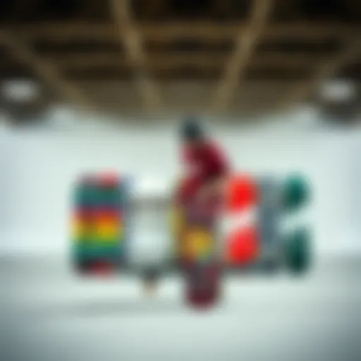 Diversity in Skateboard Designs A vibrant skateboarding scene showcasing various board designs