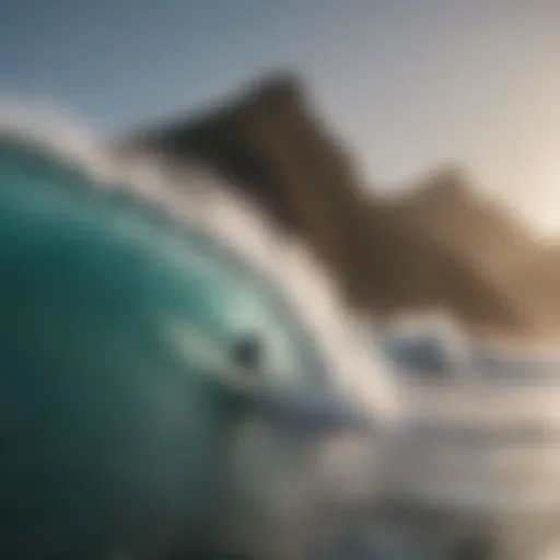 Stunning coastal view with surfers catching waves