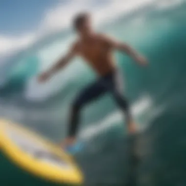 A surfer skillfully riding a perfect wave