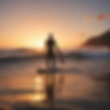 A group of surfers enjoying a vibrant sunset