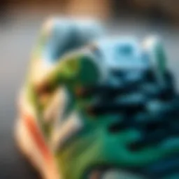 Close-up of New Balance 997H Green sneaker showcasing its materials