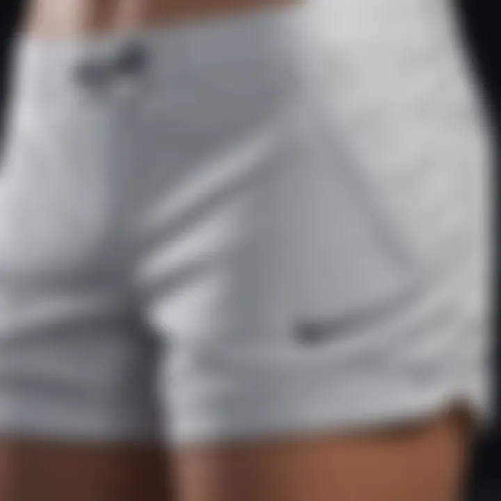 Close-up of the fabric texture and stitching of Nike boyfriend shorts