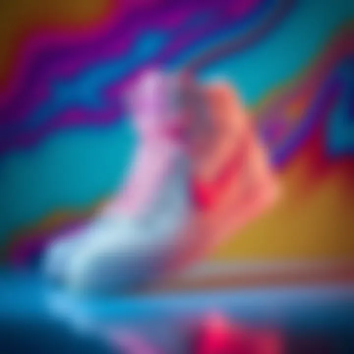 Stylish composition of Nike high tops against a colorful background