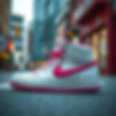 Nike high tops on a vibrant urban street