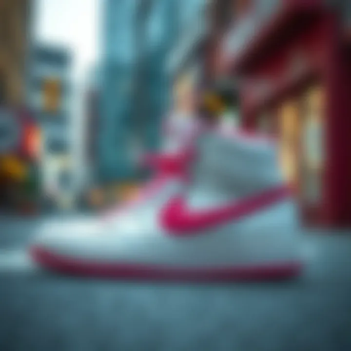 Nike high tops on a vibrant urban street