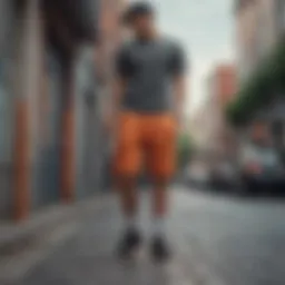 Stylish Nike SB chino shorts displayed in an urban environment