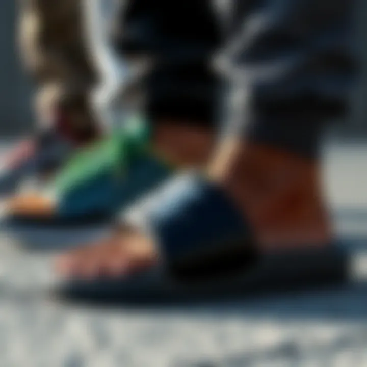 Comparative Analysis of Footwear for Extreme Sports Nike Slide with Strap beside other extreme sports footwear