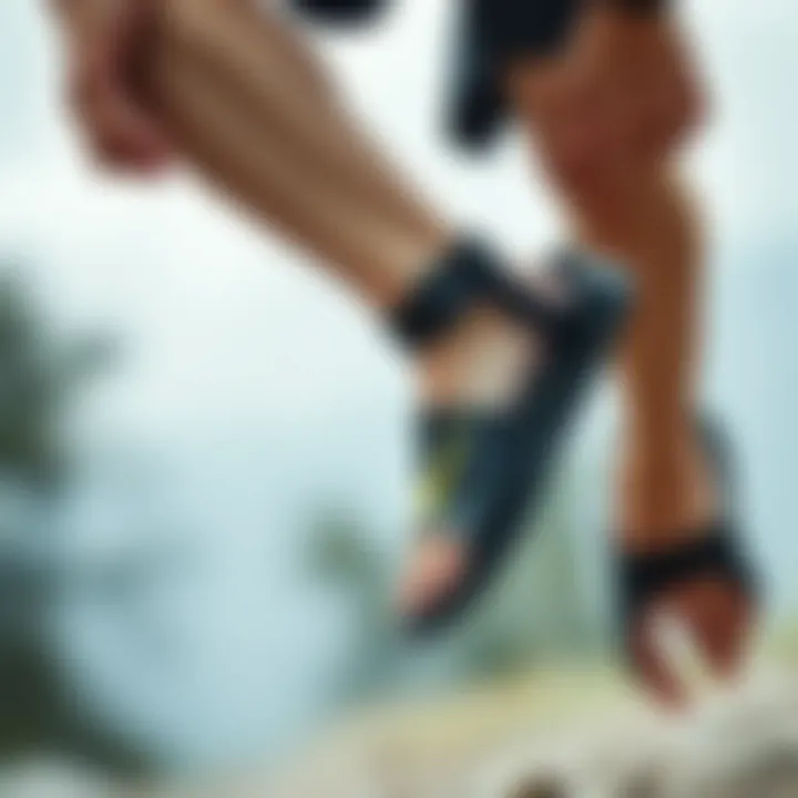 Performance of Nike Slide with Strap in Action Athlete wearing Nike Slide with Strap during outdoor activity