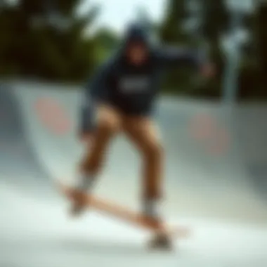 Extreme Sports Enthusiast in Ninth Hall Apparel Action shot of a skateboarder wearing Ninth Hall gear