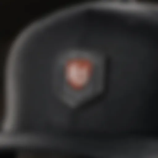 Close-up view of a nylon snapback hat showcasing its texture and stitching.