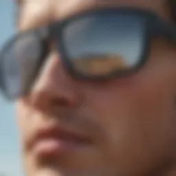 Close-up view of Oakley Holbrook mirrored sunglasses highlighting the lens technology