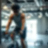 Cyclist performing strength training exercises in the gym