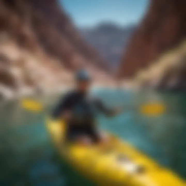 Kayaker navigating the clear waters of Lake Mead