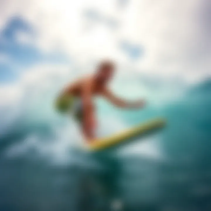Dynamic Surf Action with Patagonia Gear Surfer riding a wave while wearing Patagonia surf shorts in vibrant colors