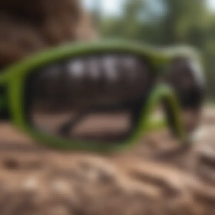 Close-up of Pit Viper sunglasses highlighting functional features