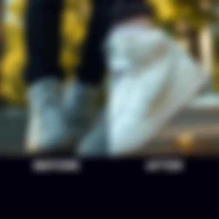 Before and after comparison of white sneakers using Crep Protect