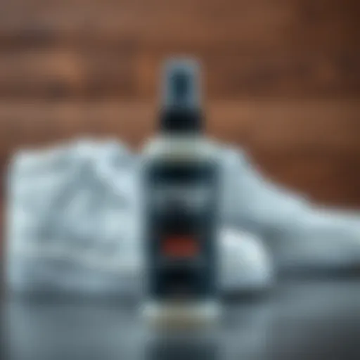 Bottle of Crep Protect with clean white sneakers in the background