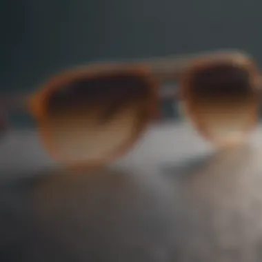 Detailed close-up of the Ray-Ban P Justin sunglasses highlighting design features.