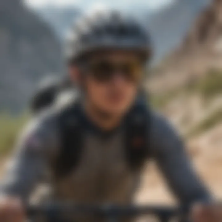 Ray-Ban P Justin sunglasses worn during a thrilling mountain biking activity.