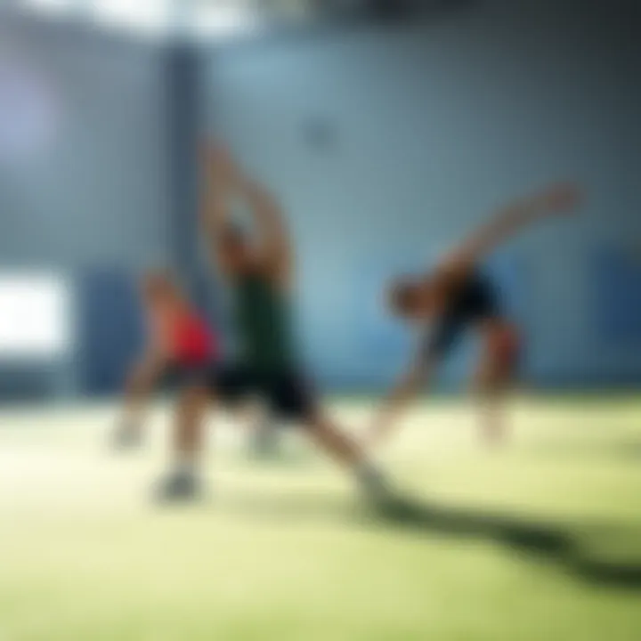 Group of athletes engaging in post-exercise stretches