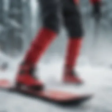 Athlete showcasing red stance socks during a snowboarding event