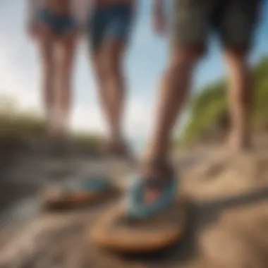 Group of friends enjoying an outdoor adventure in Reef flip flops