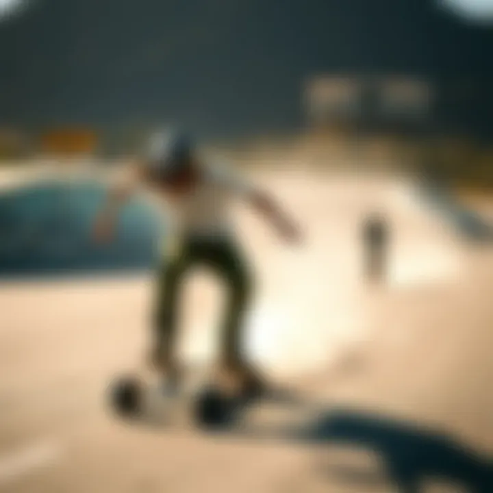 Diverse Riding Styles on Arbor Longboard A dynamic riding scene showcasing different styles on the Arbor longboard