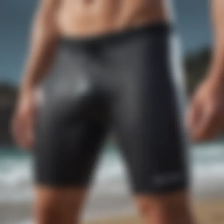 Detailed view of Ripcurl wetsuit shorts showcasing material technology