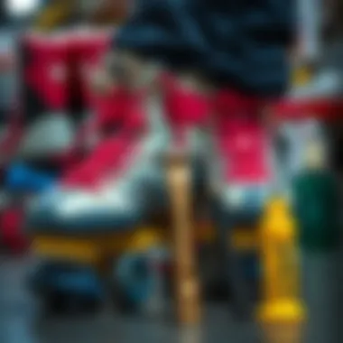 An organized roller skate maintenance kit with essential tools.