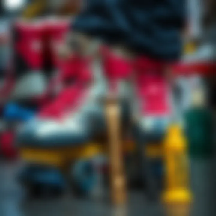 An organized roller skate maintenance kit with essential tools.