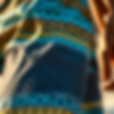 Detailed View of Roxy Beach Pants Fabric Close-up of the fabric texture and patterns of Roxy beach pants