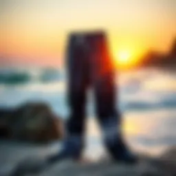 Roxy beach pants displayed against a vibrant beach backdrop