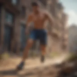 Dynamic athlete showcasing RSQ Active Shorts during an extreme sport activity