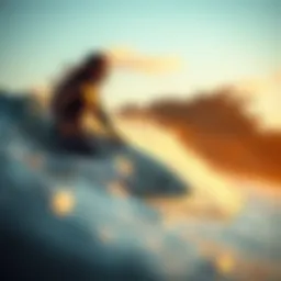 A female surfer catching a wave at Santa Cruz beach