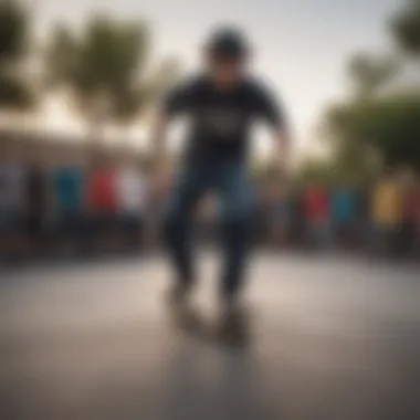 The Power of Community in Skateboarding A diverse group of skaters sharing stories and experiences at a local skate spot.