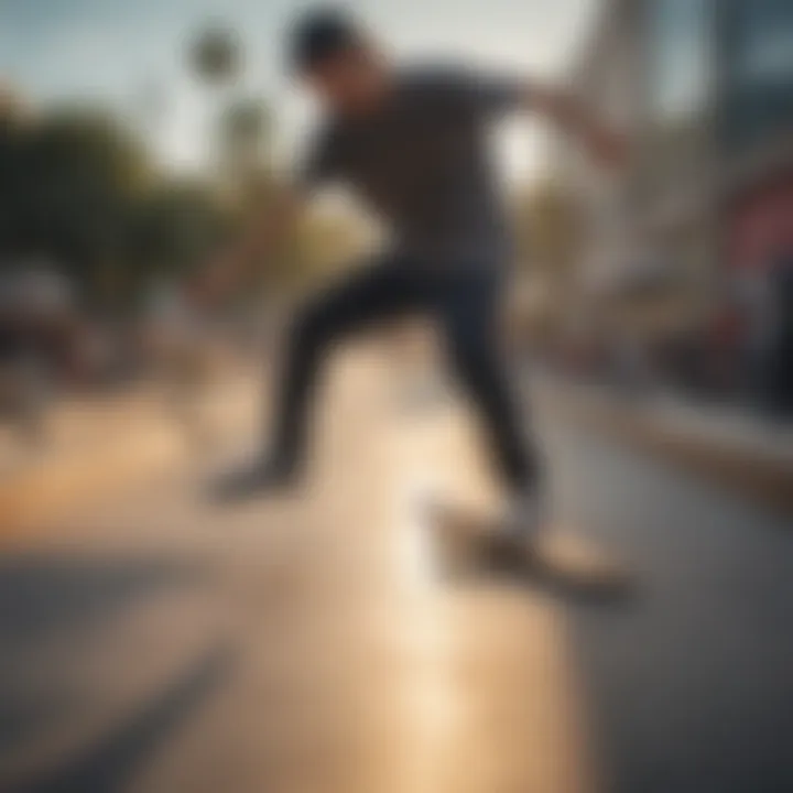 Skater performing a trick wearing Nike Zoom Air Stefan Janoski shoes in an urban skate park