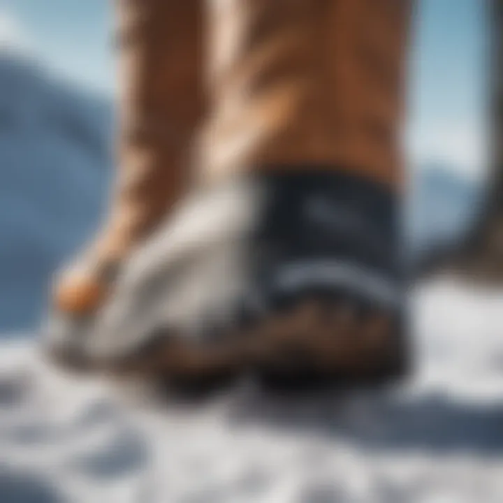 Detailed view of snow boot insulation and grip features.