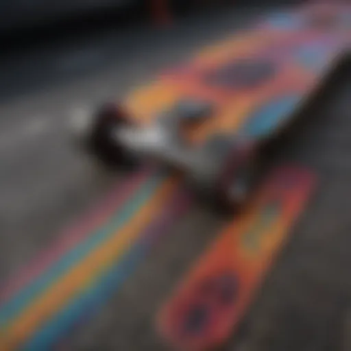 A vibrant spectrum skateboard showcasing unique color patterns and design.