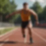 An athlete sprinting on a track, showcasing speed and agility.