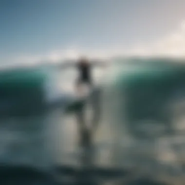 Beginner surfer catching a wave