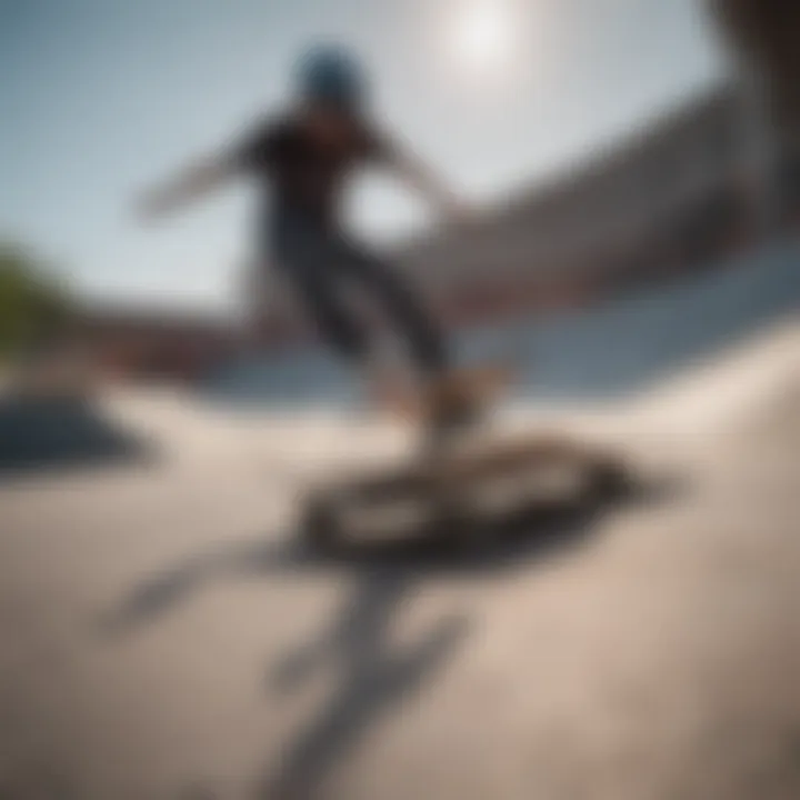 An artistic representation of Supreme skateboards in a dynamic skatepark environment.