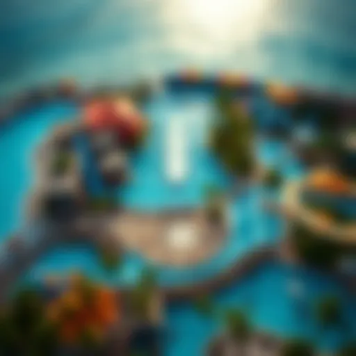 A breathtaking aerial view of Surf Lagoon Waterpark showcasing its vibrant attractions
