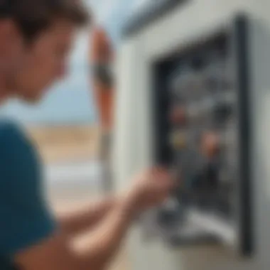 A surfer checking maintenance tips for a key lock box