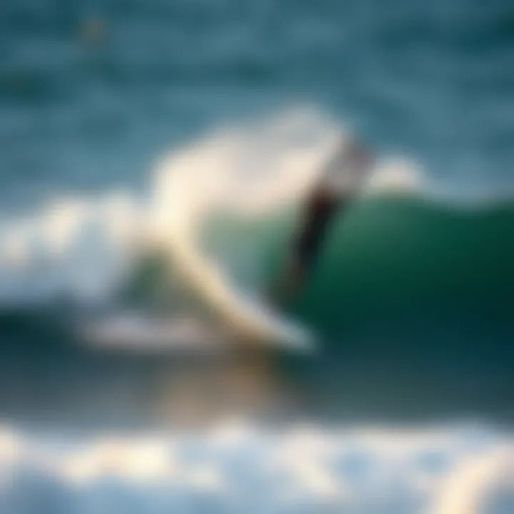 A surfer performing a trick on a wave