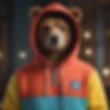 Vibrant color block patterns of the Teddy Fresh hoodie showcasing its unique design.