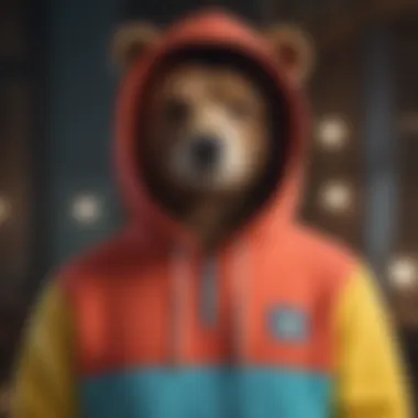 Vibrant color block patterns of the Teddy Fresh hoodie showcasing its unique design.