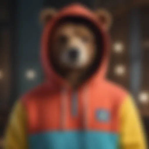 Vibrant color block patterns of the Teddy Fresh hoodie showcasing its unique design.