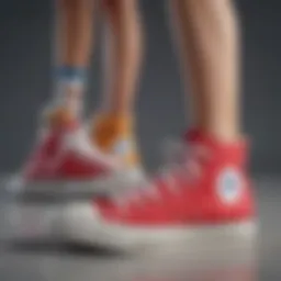 Dynamic scene featuring athletes in multi-colored Converse high tops