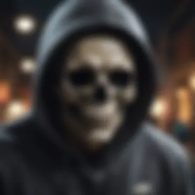Skull Hoodie in Skateboarding Culture Skull hoodie worn by an athlete during a skateboarding event